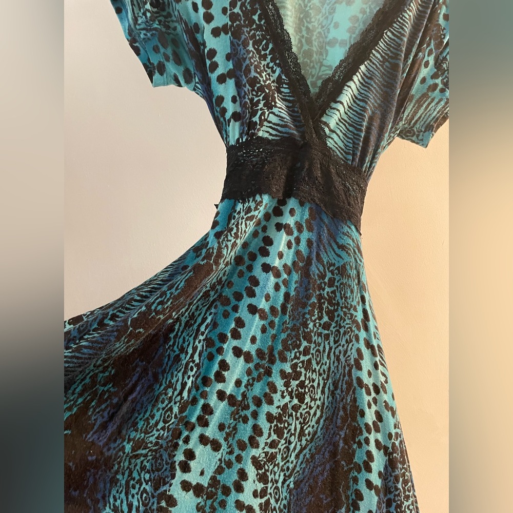 Betsy’s Johnson vintage blue cheeta print dress